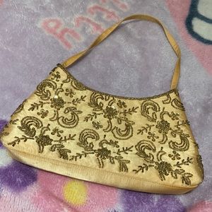 Valerie Stevens mini gold sequin shoulder bag